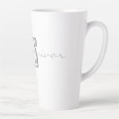 Tasse Latte Gris, Monogramme, Script Je suis un survivant 17oz (Droite)