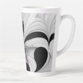 Tasse Latte Gris Noir Abstrait Avec Art Fractal Magenta (Droite)