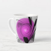 Tasse Latte Gris Noir Abstrait Avec Art Fractal Magenta (Angle gauche)