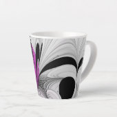 Tasse Latte Gris Noir Abstrait Avec Art Fractal Magenta (Angle droit)