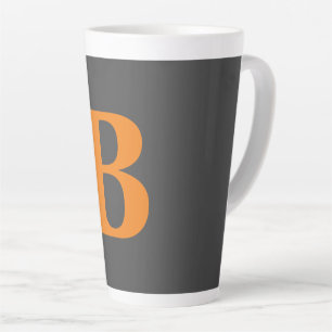 Tasse Latte Gris orange moderne monogrammed professionnel