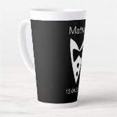 Tasse Latte groomsman ajouter nom année noir arc chemise crava (Angle gauche)