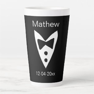 Tasse Latte groomsman ajouter nom année noir arc chemise crava
