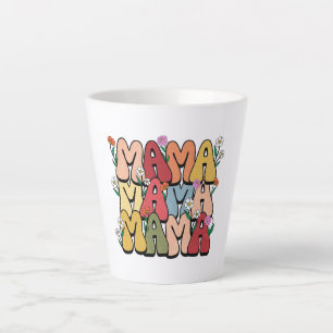 Tasse Latte Groovy "Mama" avec des fleurs sauvages