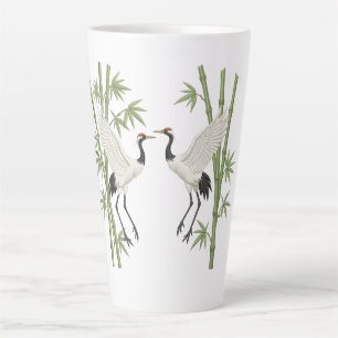 Tasse Latte Grue couronnée japonaise broderie cadeau bambou