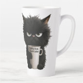 Tasse Latte Grumpy Cat Coffee Mood T-Shirt Funny Black Fluffy  (Droite)