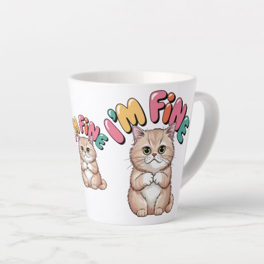 Tasse Latte Grumpy Cat "I'm Fine" Funny Cartoon Shirt (Angle droit)