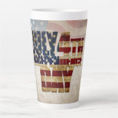 Tasse Latte Grunge USA juillet 4 Juillet Indépendance Graphiqu (Devant)