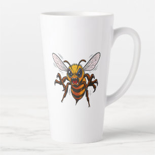 Tasse Latte Guêpe de dessin animé féroce volant vers vous