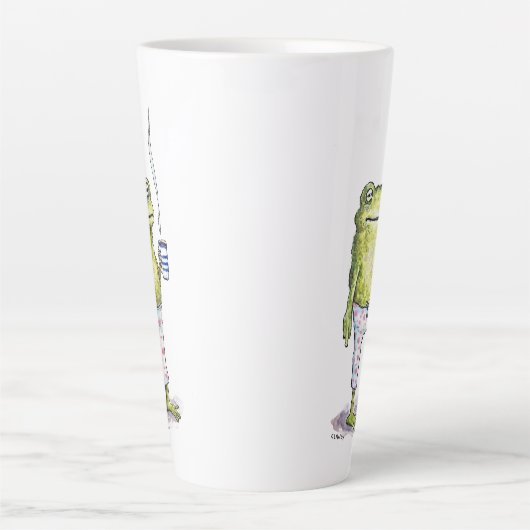 Tasse Latte Half Asleep In Frog Pajamas (Devant)