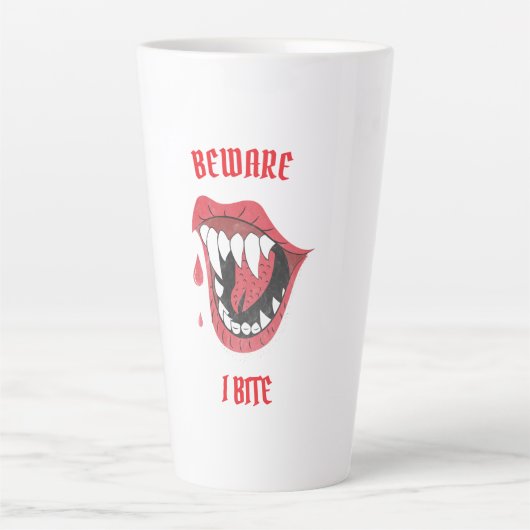 Tasse Latte Halloween Attention I Bite (Devant)