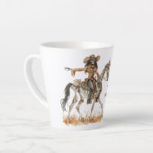 Tasse Latte Halloween Black Cowgirl Western Horse Skeleton (Angle gauche)