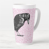 Tasse Latte Halloween corneille ou corbeau rose et noir (Angle droit)