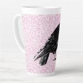 Tasse Latte Halloween corneille ou corbeau rose et noir (Angle gauche)