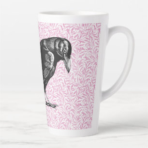 Tasse Latte Halloween corneille ou corbeau rose et noir