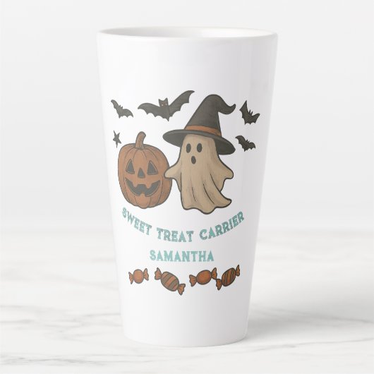 Tasse Latte Halloween éffrayant - Boos, chauves-souris et cure (Devant)