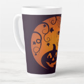 Tasse Latte Halloween Jack-o'-lantern citrouille visage et ara (Angle gauche)