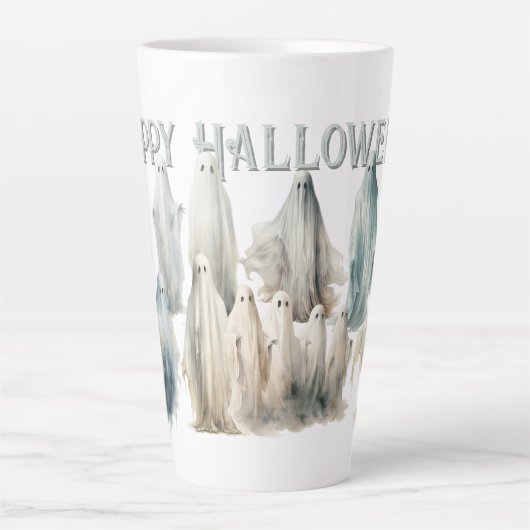 Tasse Latte Halloween joyeuse et joyeuse pour les fantômes (Devant)