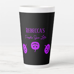 Tasse Latte Halloween Noir et violet Citrouille épice Latte Mu