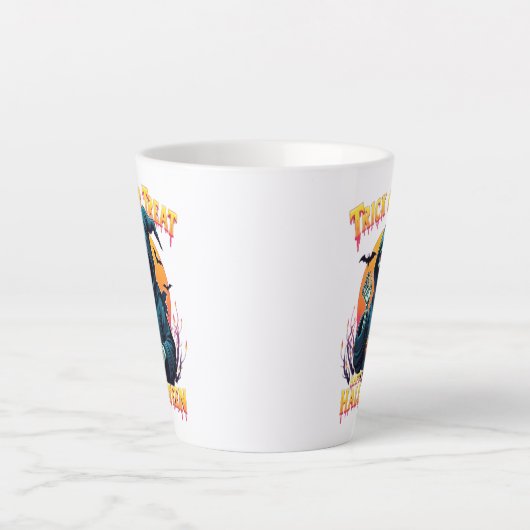 Tasse Latte Halloween Spooky Vibes: Trick or Treat Skeleton (Devant)