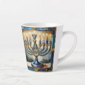 Tasse Latte Hanoukka bleue Menorah (Droite)