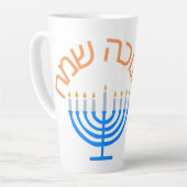 Tasse Latte hanoukka, joyeuse hanoukka, menorah, chanoukah, mu (Angle gauche)
