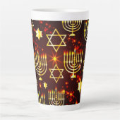 Tasse Latte Hanoukka Menorah rouge et or (Devant)