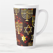 Tasse Latte Hanoukka Menorah rouge et or (Droite)