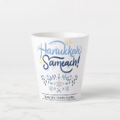 Tasse Latte Hanoukka Sameach | Famille Hanoukka simple et élég (Devant)