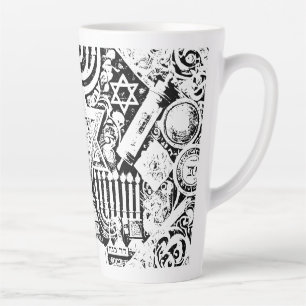 Tasse Latte Hanukkah Menorah juive hébraïque
