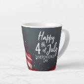 Tasse Latte Happy 4th of July Vintage Flag Illustration Art (Angle droit)