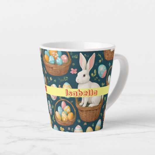 Tasse Latte Happy Bunny Pâques collection moderne (Angle droit)