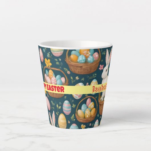 Tasse Latte Happy Bunny Pâques collection moderne (Devant)