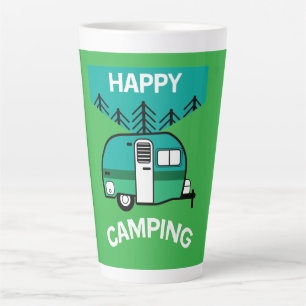 Tasse Latte Happy Campers   Caravaner   Camper Thlow Pillow Mu