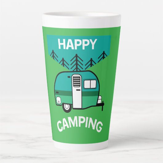 Tasse Latte Happy Campers | Caravaner | Camper Thlow Pillow Mu (Devant)