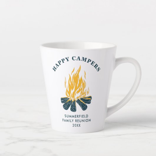 Tasse Latte Happy Campers Famille Réunion personnalisée (Droite)