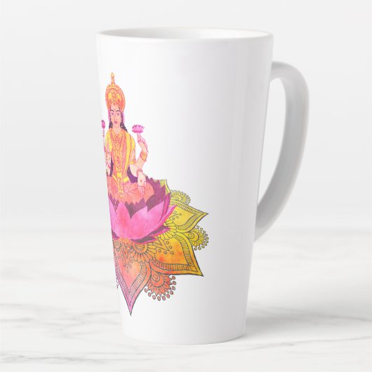 Tasse Latte Happy Diwali - Deepalavi Lakshmi Goddess 4 (Angle droit)