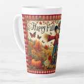 Tasse Latte Happy Fall Yall mignon Folk Art Scarecrow (Angle gauche)