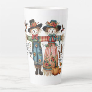 Tasse Latte Happy Fall Ya'll migre Scarecrow et le feuillage d