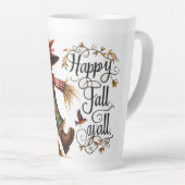 Tasse Latte Happy Fall Ya'll Scarecrow and Autumn Foliing (Angle droit)