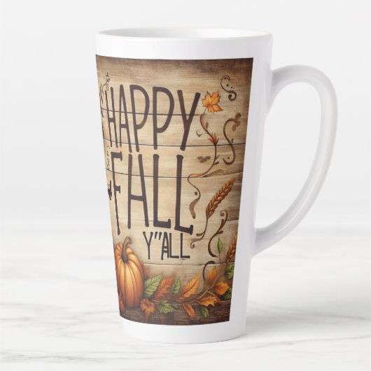 Tasse Latte Happy Fall Ya'll Scarecrow and Autumn Foliing (Droite)