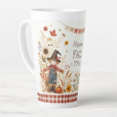 Tasse Latte Happy Fall Ya'll Scarecrow and Autumn Foliing (Angle gauche)