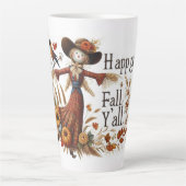 Tasse Latte Happy Fall Ya'll Scarecrow and Autumn Foliing (Devant)