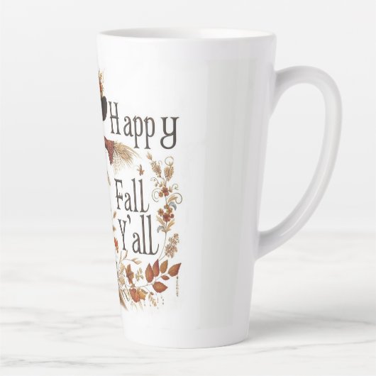 Tasse Latte Happy Fall Ya'll Scarecrow and Autumn Foliing (Droite)