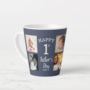 Tasse Latte Happy First Fête des pères Papa 8 Photo Collage Bl