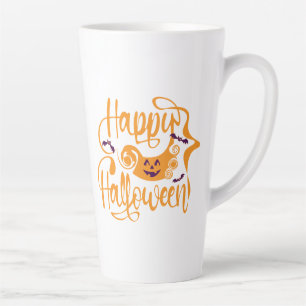Tasse Latte Happy Halloween chauves-souris Jack-o'-lantern