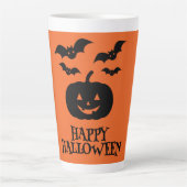 Tasse Latte Happy Halloween Citrouille Bat Minimal (Devant)