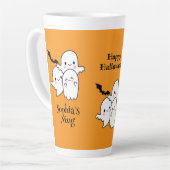 Tasse Latte Happy Halloween Personnaliser NOM Fantômes Bat (Angle gauche)