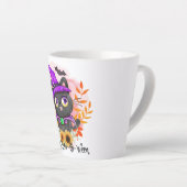 Tasse Latte Happy Meow-o-ween -Chat Sorcière Noire (Angle droit)