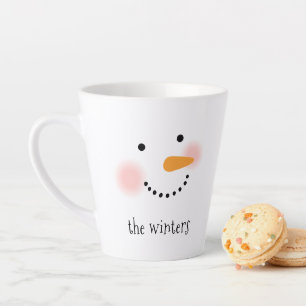 Tasse Latte Happy Snowman visage Personnalisé Nom Fête